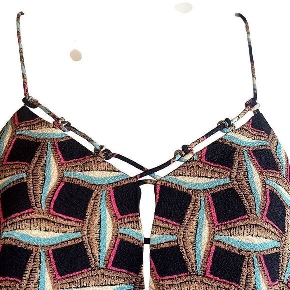 Cooper & Ella Blue Pink Abstract Print Textured Flowy Tank Top Camisole Small - Picture 3 of 8